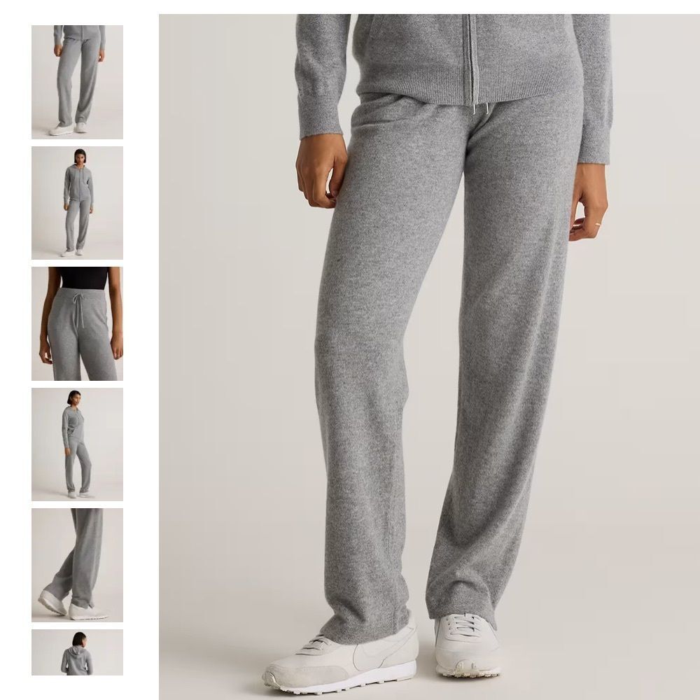 Quince Mongolian Cashmere Straight Leg Pants Gray Soft Loungewear